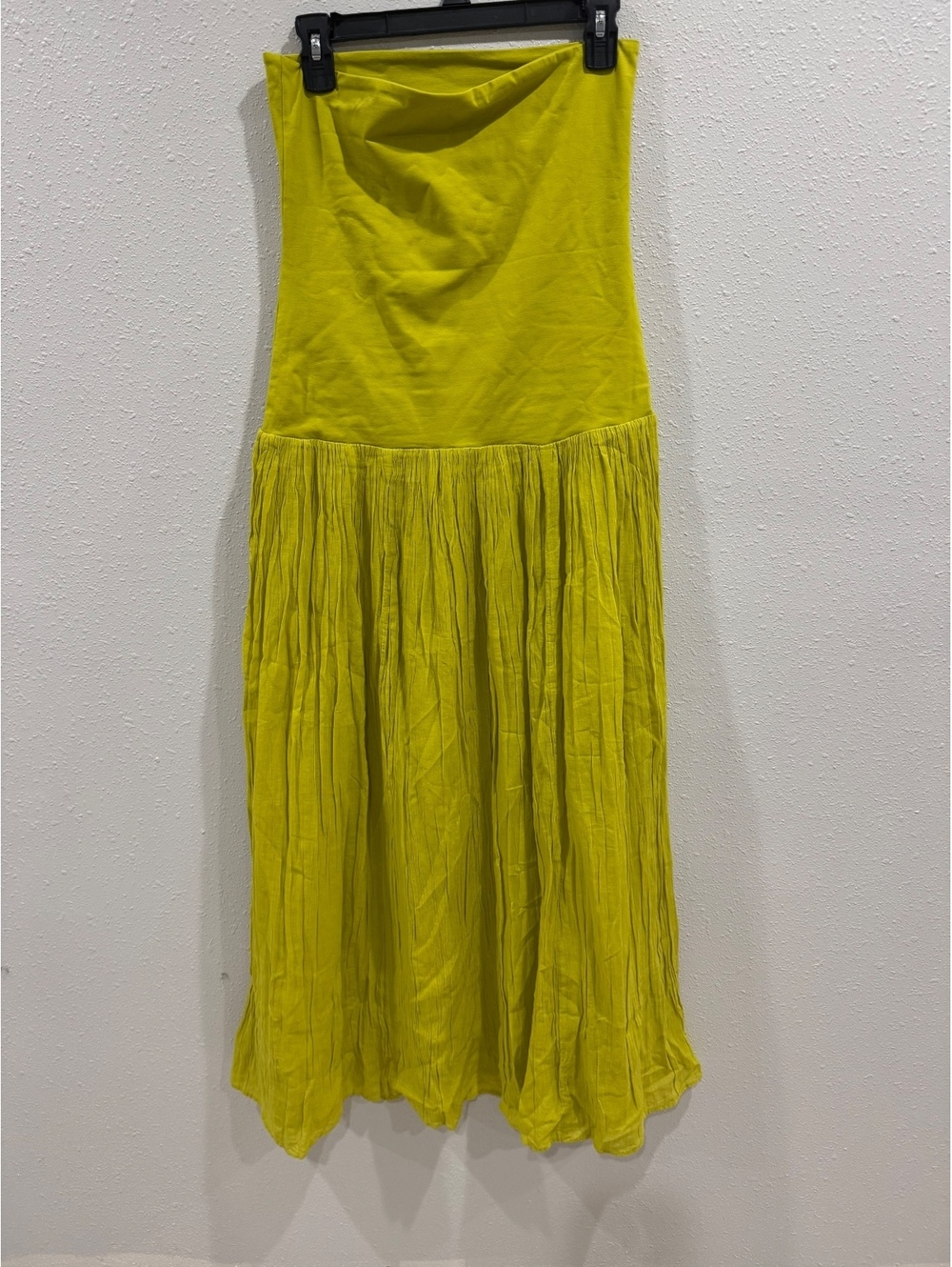Aerie Lime Green Chartreuse Tiered Maxi Skirt Foldover Waist Size M